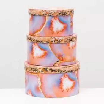 Набор круглых коробок 3 в 1, оранжевый, L 26 x 14 M 23,5 x 13 S 21 x 12 см