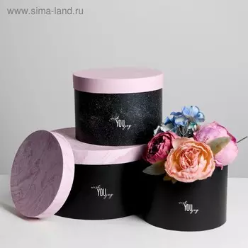 Набор круглых коробок 3 в 1 Wish you joy, 18 × 18 × 13 см, 20 × 20 × 14.5 см, 25 × 25 ×15 см 46445