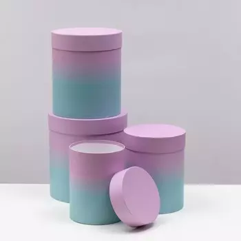 Набор круглых коробок 4 в 1 "Розово-бирюзовый", 23 х 23 х 25 - 15 х 15 х 20 см