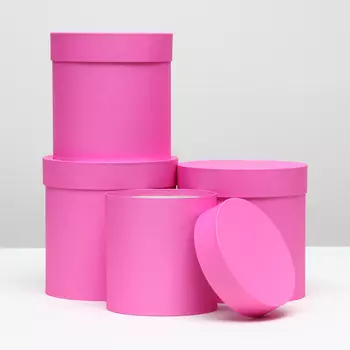 Набор круглых коробок 4 в 1 "Розовый" 20 х 20 - 13 х 13 см