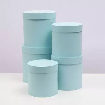 Набор круглых коробок 5 в 1 "Краски" ,бирюзовый, 25 х 25 х 25 - 19 х 19 х 19 см