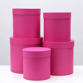 Набор круглых коробок 5 в 1 "Краски", фуксия, 25 х 25 х 25 - 19 х 19 х 19 см