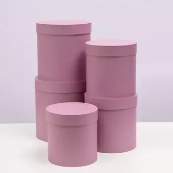 Набор круглых коробок 5 в 1 "Краски", сиреневый, 25 х 25 х 25 - 19 х 19 х 19 см