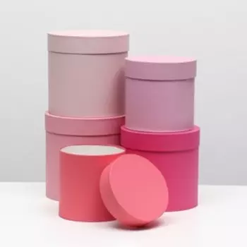 Набор круглых коробок 5 в 1 "Нежность", 20 х 20 х 20 - 14 х 14 х 14 см