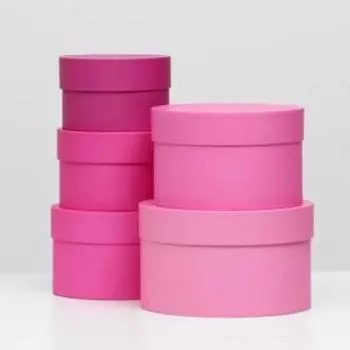 Набор круглых подарочных коробок 5 в 1 "Пантон 230 - однотонный", 232314 - 151510 см