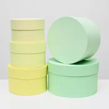 Набор круглых коробок 5 в 1 "Весенний", 23 х 23 х 14 - 15 х 15 х 10 см