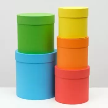 Набор круглых коробок 5 в 1 "Яркий", 23 х 23 х 25 - 15 х 15 х 15 см