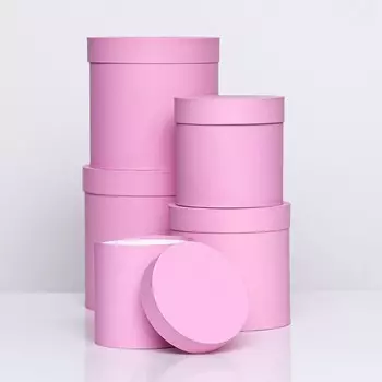 Набор круглых коробок 5в1 «Краски», розовый, 252525 - 191919 см