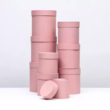 Набор круглых коробок 9 в 1 Пудра,23х23 - 13-13 см