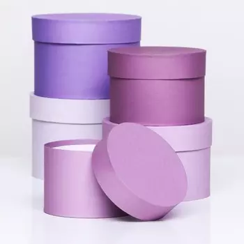 Набор круглых подарочных коробок 5 в 1 "Пудра" 20 х 14- 15 х 10 см