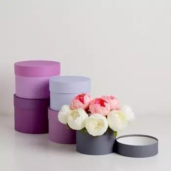 Набор круглых подарочных коробок 5 в 1 «Нежный» 20 14 - 1510 см