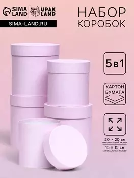Набор круглых подарочных коробок 5 в 1 «Пыльная роза», 2020 - 1515