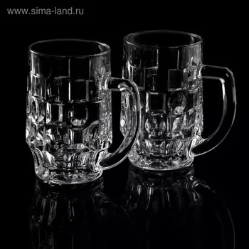 Пивная кружка Paabahe Pub, 500 мл, набор 2 шт., стекло, прозрачные