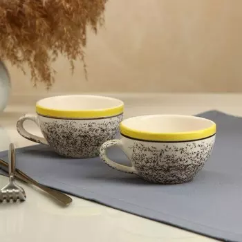 Набор кружек «Крошка», 2 шт, керамика, жёлтая, 200 мл, 1 сорт, Иран