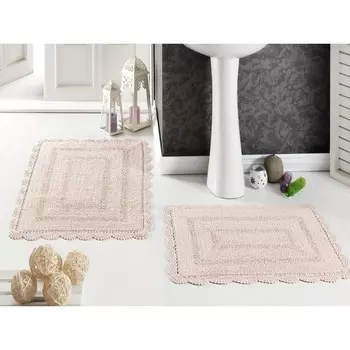 Набор кружевных полотенец для ног Evora, размер 50x70 см, 60x100 см, цвет абрикосовый