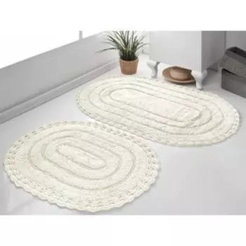 Набор кружевных полотенец для ног Yana, размер 50x70 см, 60x100 см, цвет экрю