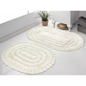 Набор кружевных полотенец для ног Yana, размер 50x70 см, 60x100 см, цвет экрю