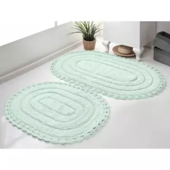 Набор кружевных полотенец для ног Yana, размер 50x70 см, 60x100 см, цвет ментол