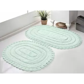 Набор кружевных полотенец для ног Yana, размер 50x70 см, 60x100 см, цвет ментол