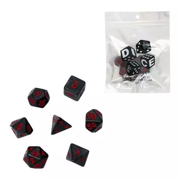 Кубики - дайсы для ДнД, набор 7 шт., серые