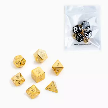 Набор кубиков для D&D (Dungeons and Dragons, ДнД) "Время игры", серия: D&D, 7 шт, золото