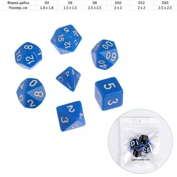 Кубики - дайсы для ДнД, набор 7 шт.
