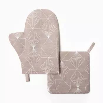 Набор кухонный «Доляна» Geometry: варежка-прихватка 2028 см, прихватка 1919 см,100% хлопок