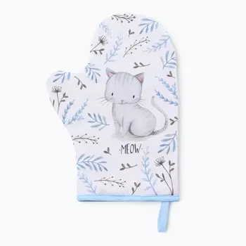 Набор кухонный «Доляна. Котенок»: варежка 2028 см, прихватка 1717 см, 35% хлопок, 65% п/э