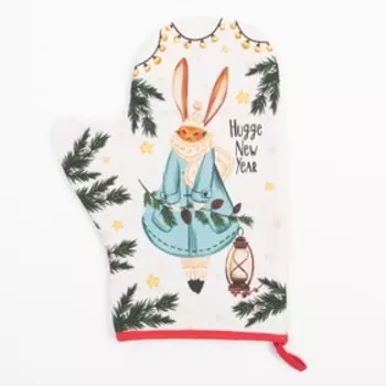 Кухонный набор Hugge New Year, варежка-прихватка 20х28 см, прихватка 19х19 см, 100% хл