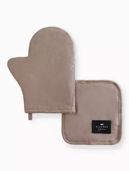 Набор кухонный Этель Woody: варежка 2028 см, прихватка 1919 см, лён 100%,190 г/м