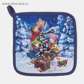 Набор кухонный "Новогоднее настроение" варежка-прихватка 20х27см, прихватка 17х17 100% п/э