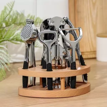 Набор кухонных инструментов Shapes, 6 предметов, на подставке, нержавеющая сталь, серебристый