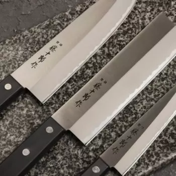 Набор кухонных ножей FUJI CUTLERY, 3 шт: лезвие 13,5 см, 16 см, 16,5 см, чёрная рукоять