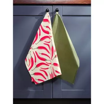 Набор кухонных полотенец Chilly, размер 45х60 см - 2 шт, цвет красный