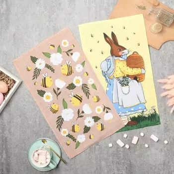 Набор кухонных полотенец «Доляна» Bee and bunny, 2 шт., 2846 см, 100% хлопок, рогожка 160 г/м