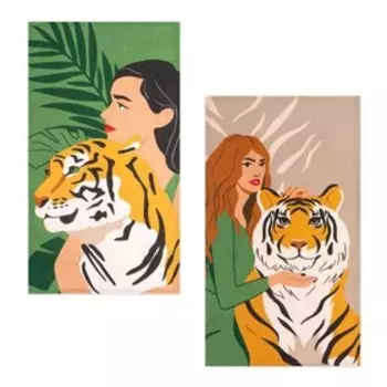 Набор кухонных полотенец Доляна Girl and tiger 35х60 см