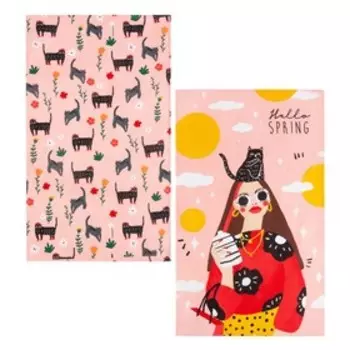 Набор кухонных полотенец Доляна Hello spring, 3560 см - 2 шт., 100% хлопок