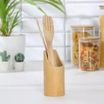 Набор кухонных принадлежностей «Бамбуковый лес», 3 предмета на подставке: 2 лопатки, ложка