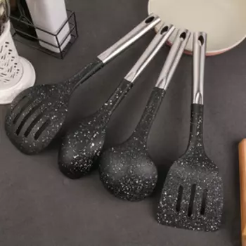 Набор кухонных принадлежностей Доляна «Космос», 4 предмета, чёрный