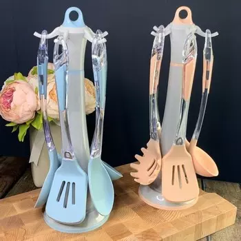 Набор кухонных принадлежностей Lenardi, на подставке, 5 предметов, цвет МИКС