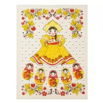 Набор кухонный Девица красавица-хохлома полотенце 45х60 см, прихватка 19х16 см, полулен,