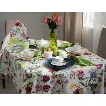 Набор кухонный: Flowers, скатерть 140х150 см, салфетки 40х40 см - 4 шт, цвет зеленый
