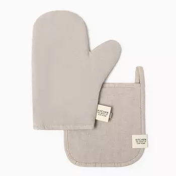 Набор кухонный Этель Calm: варежка 20х27 см, прихватка 19х19 см, 100% хлопок, 250 г/м2