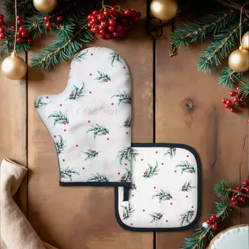 Набор кухонный Этель Snow fun, варежка 2028 см, прихватка 1919 см,100% хлопок