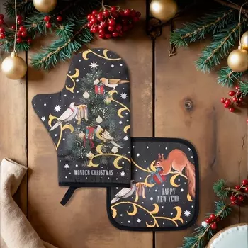 Набор кухонный Этель Wonder christmas, варежка 2028 см, прихватка 1919 см,100% хлопок