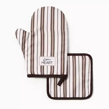 Набор кухонный "Kitchen" варежка-прихватка 20х27см, прихватка 17х17см 100% п/э