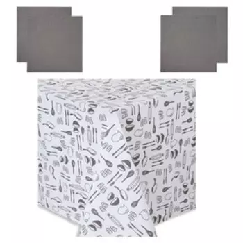 Набор кухонный Loft: скатерть 140х180 см, салфетка сервировочная 40х40 см. - 4 шт, цвет серый 7603