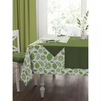 Набор кухонный Mojito: скатерть 140х150 см, салфетка сервировочная 40х40 см. - 4 шт, цвет зеленый
