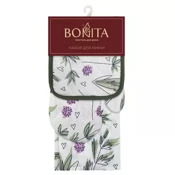 Набор кухонный «Нежность» (полотенце,рукавица,прихватка), размер 40х70 см, 18х26 см, 17х17 см 9621