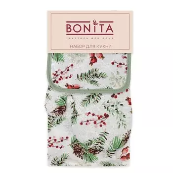 Набор кухонный «Новогодняя сказка»: полотенце, рукавица, прихватка